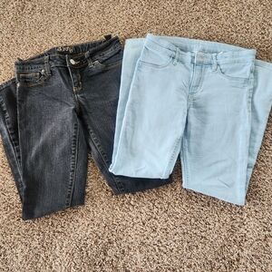Old Navy/H&M Girls Skinny Jeans - Black and Light Blue
